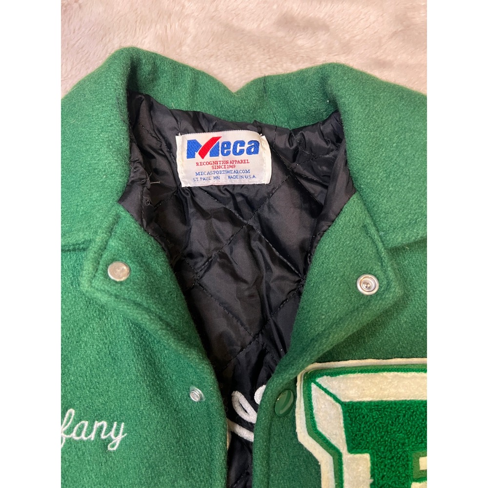 Meca Varsity Letterman Jacket Womens Small Green Gonzalez Stefany Good Vintage - Picture 5 of 9